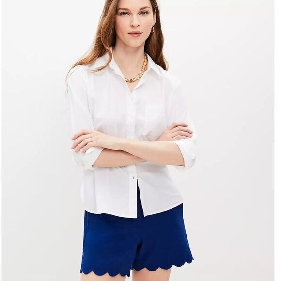 Ann Taylor Loft Riviera Shorts in Scalloped Linen Cotton (NWT) - Picture 3 of 3